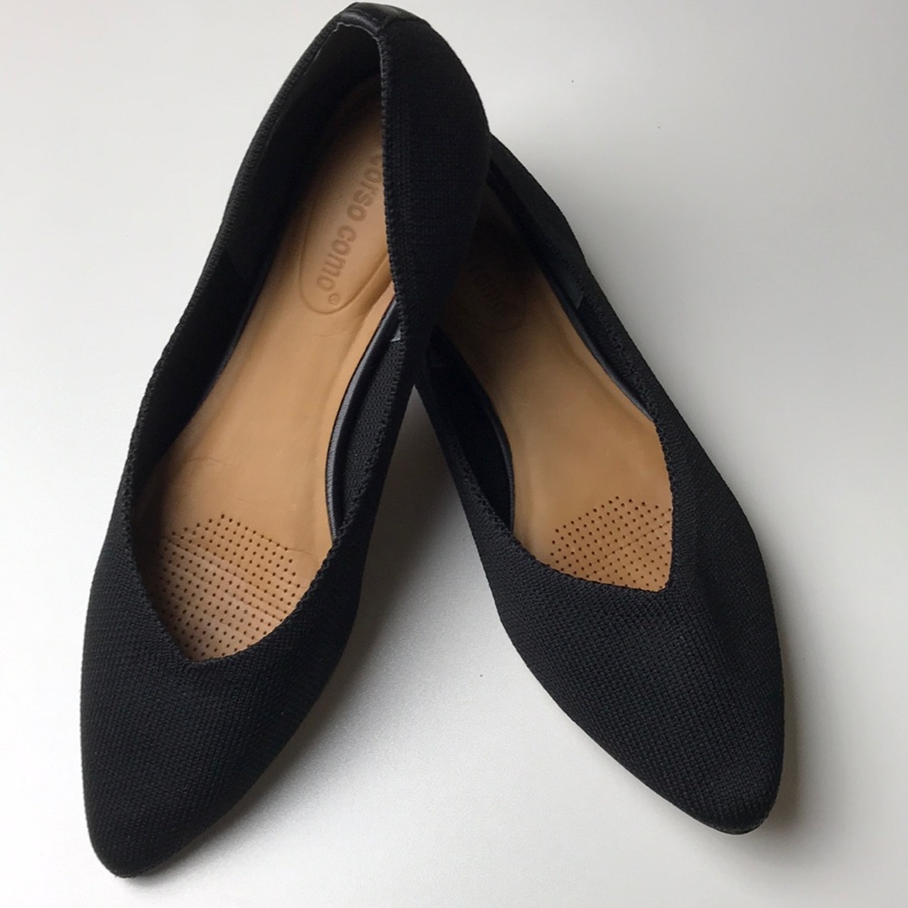 Corso Como Black Knit Pointy Toe Flat Sz 7.5